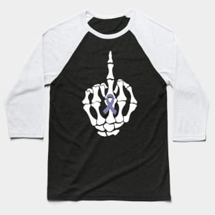 Fuck Esophageal Cancer Middle Finger Periwinkle Ribbon Baseball T-Shirt